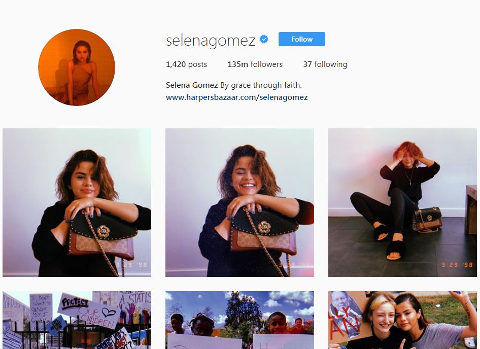 jumlah followers 135 juta instagram selenagomez - followers instagram paling ramai di dunia